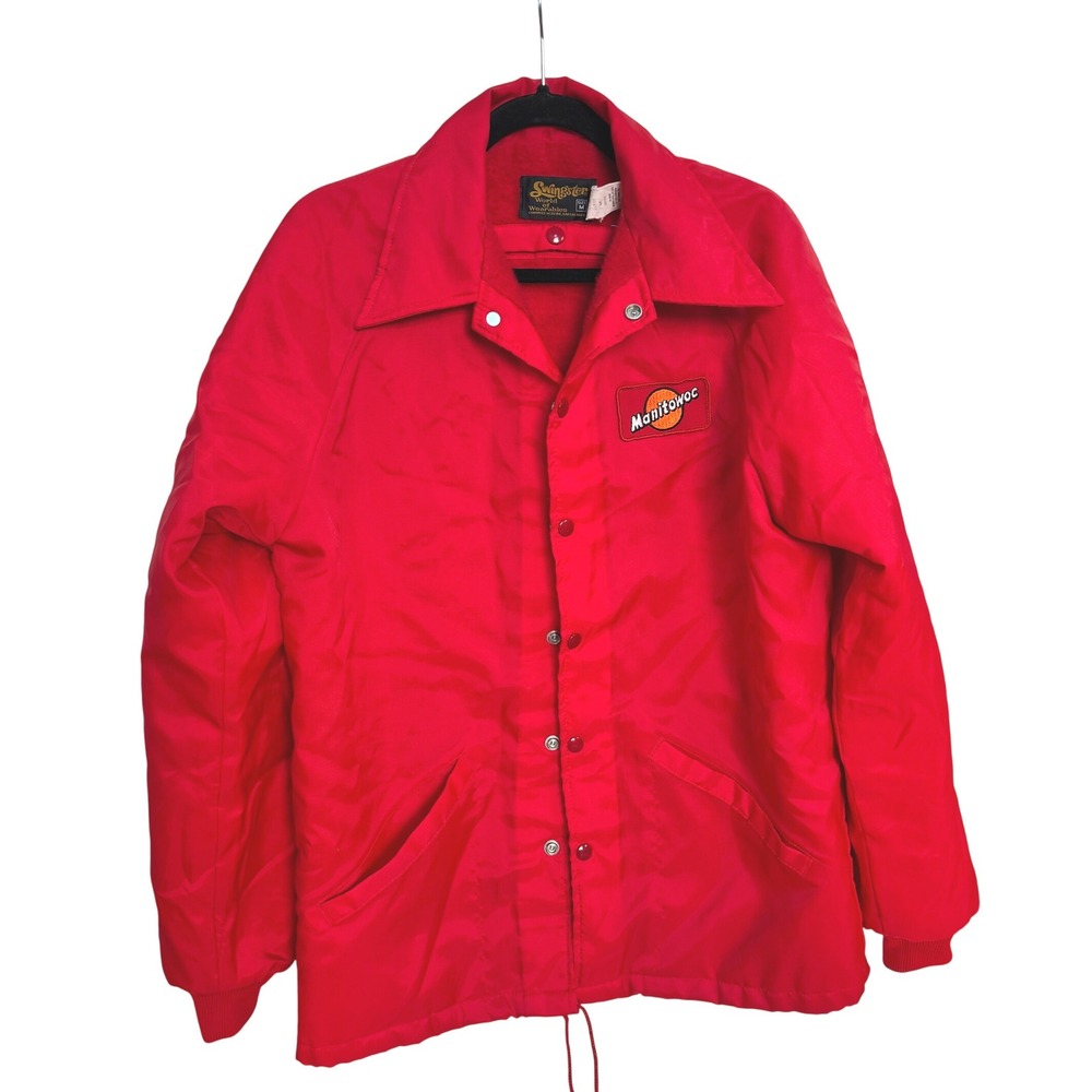 Vintage Red Swingster Snap Front Jacket Manitowoc Lined Windbreaker Men‎ M